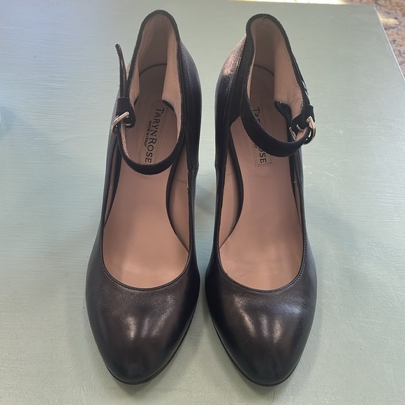 Taryn Rose Italian designer leather heels Ankle strap Black Euro size 37.5 US 7 - Picture 5 of 12